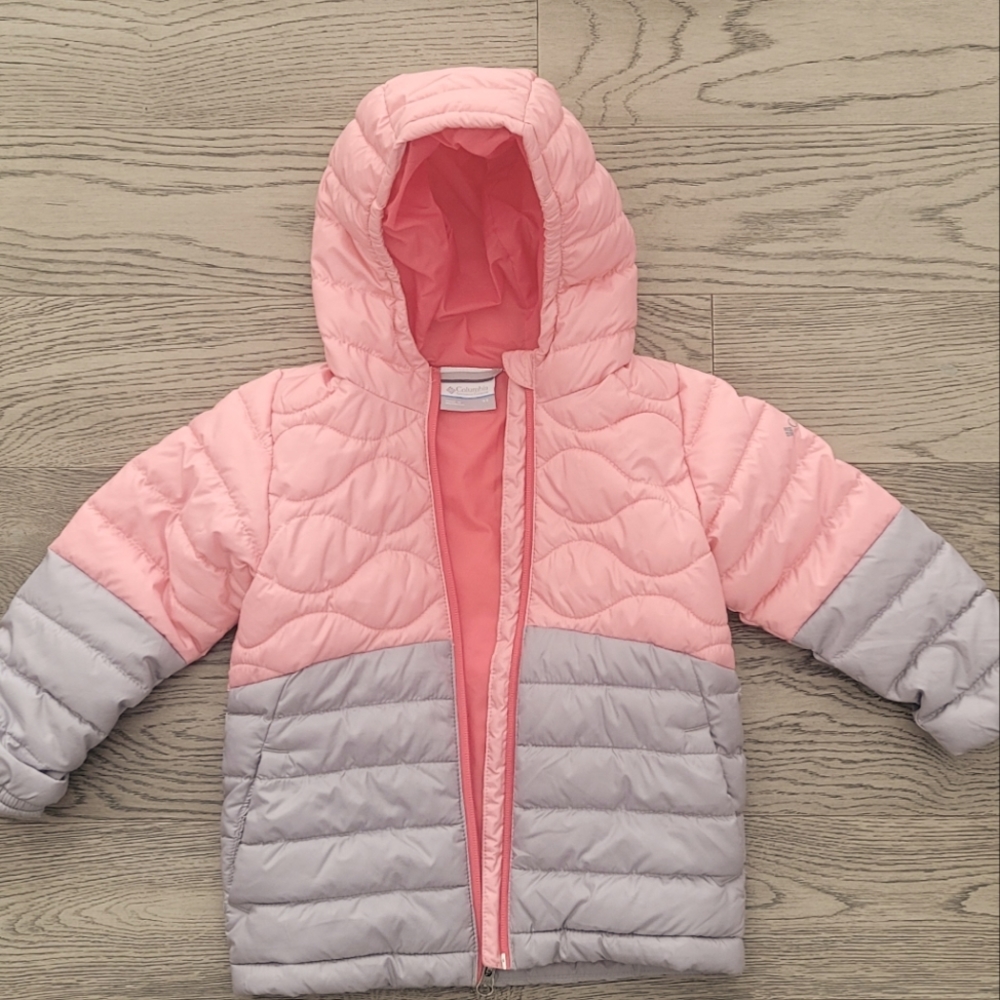 Columbia 4T grey and pink puffer jacket